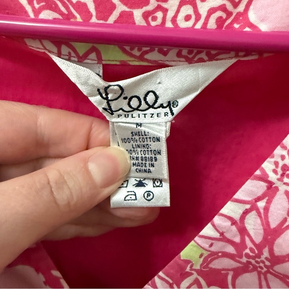 Lilly Pulitzer white label medium vintage Pink Floral Trim V-Neck Dress - Picture 16 of 16